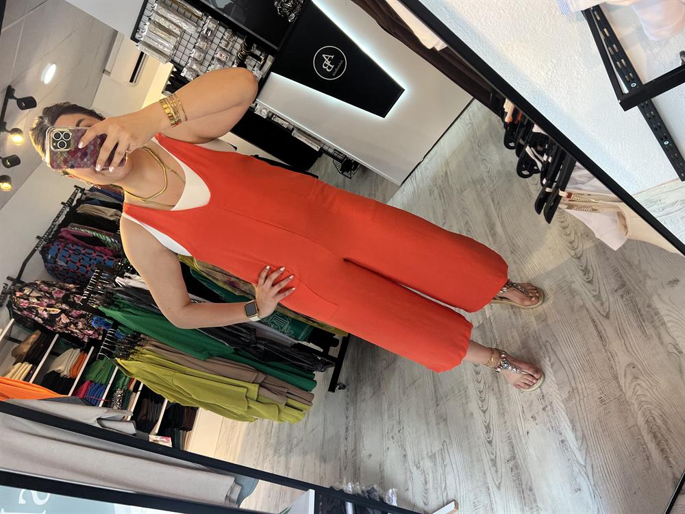 Turuncu bağlamalı tulum