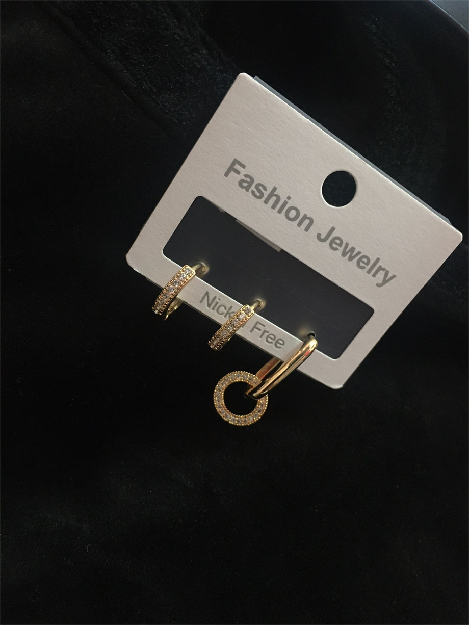 Üçlü Çelik Gold Küpe 