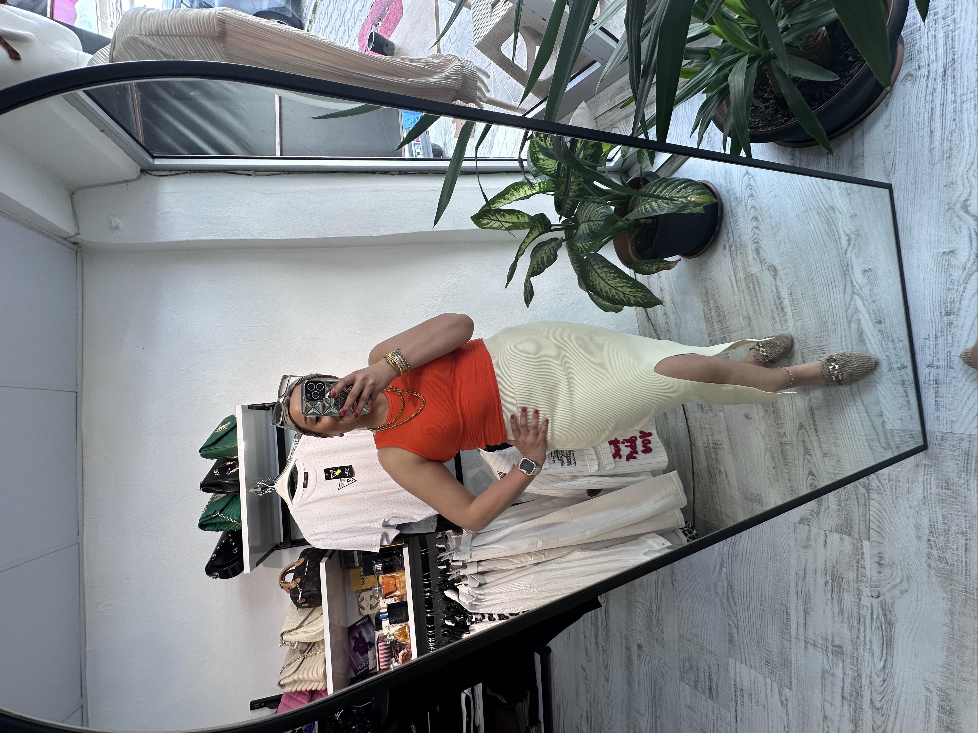 Yırtmaçlı Taş Merserize Etek