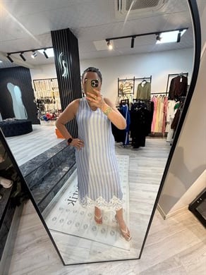 Marka Model Mavi Güpürlü Elbise