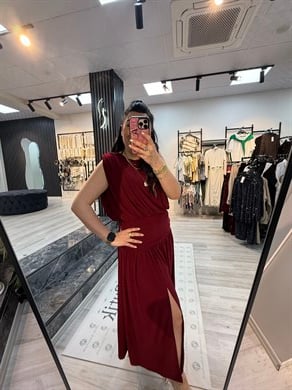 Sandy Kumaş Bordo Etekli Takım