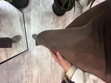 Kahverengi Süet Kumaş Likralı Tayt Pantolon