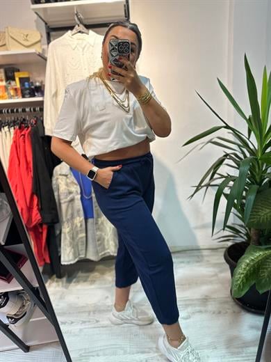 Lacivert Modal Kumaş Balon Pantolon 