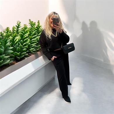 Marka Model Siyah Simli Pantolon