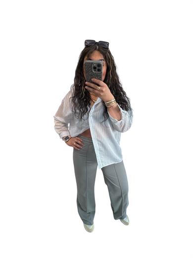 Premium Kalite Bel Lastikli Çımalı Gri Pantolon