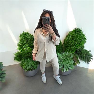 Premium Seri Modal Tensel Kumaş Bej Takım