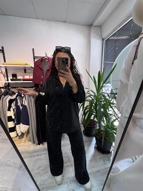 Taşlı Siyah Takım