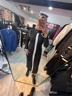 Yırtmaçlı Uzun Ottoman Kumaş Elbise