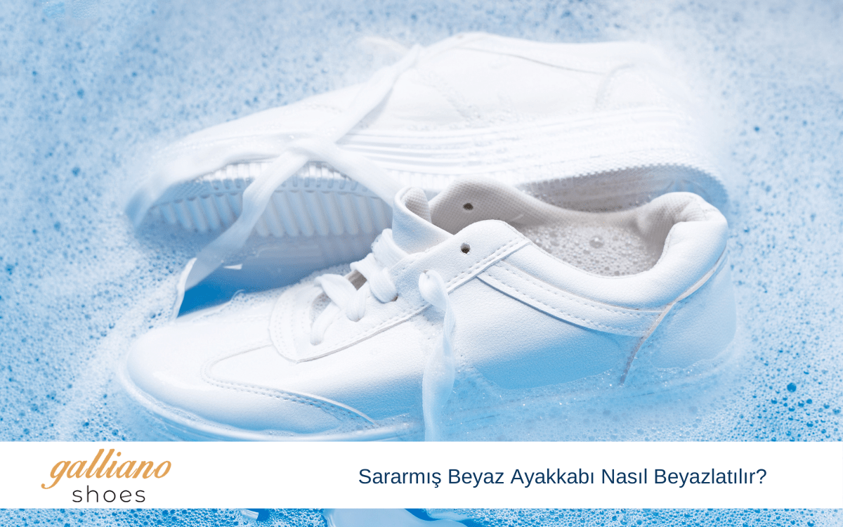 sararmış beyaz ayakkabı