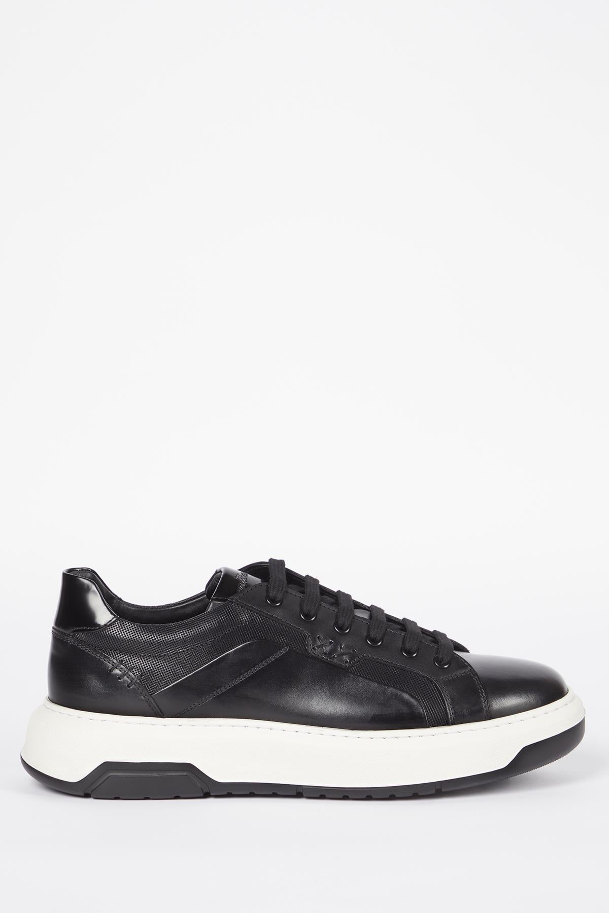BERLİN Hakiki Deri Siyah Soft Siyah Açma Eva Hazır Taban Sneaker