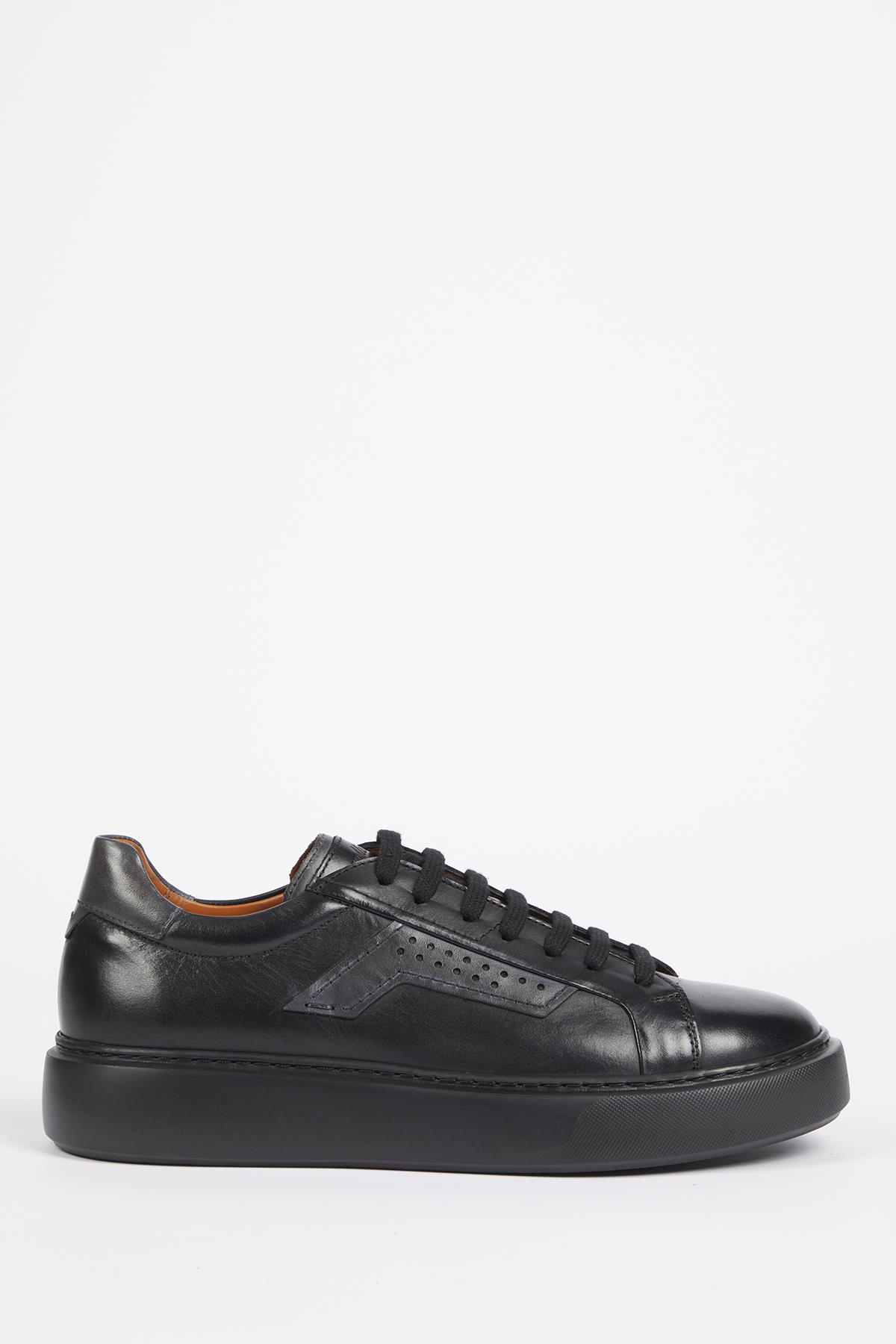 LİZBON Hakiki Deri Siyah Antik Eva Hazır Taban Sneaker
