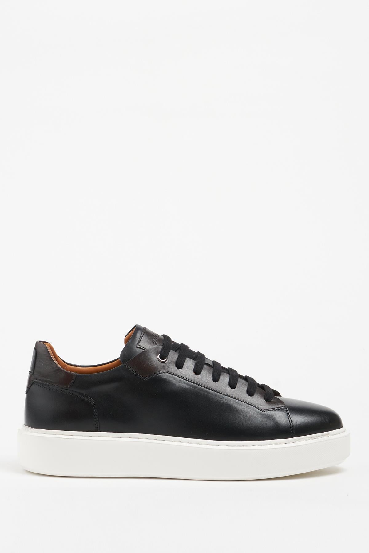 METZ Hakiki Deri Siyah Kahve Soft Erkek Sneaker Eva Hazır Taban Ayakkabı