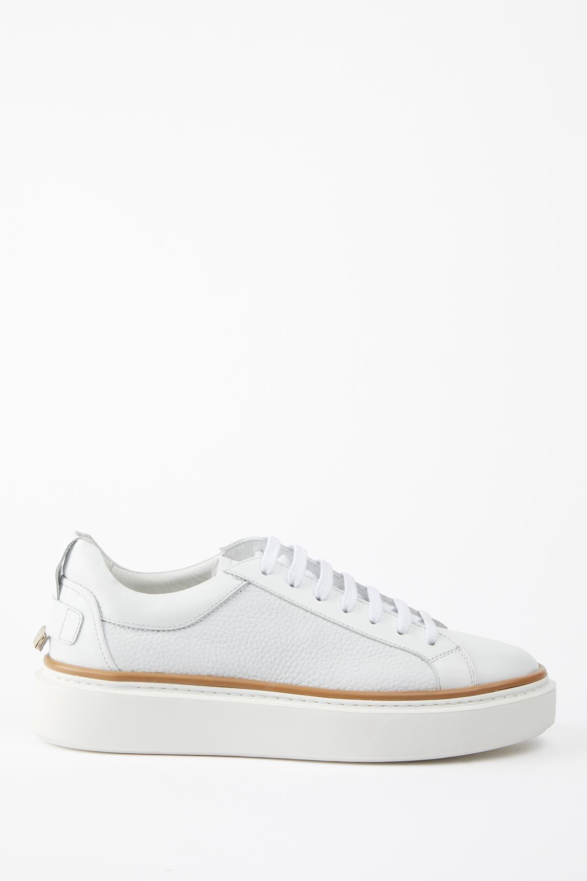 PİSA Hakiki Deri Beyaz Floter Soft Vardolalı Eva Hazır Taban Sneaker
