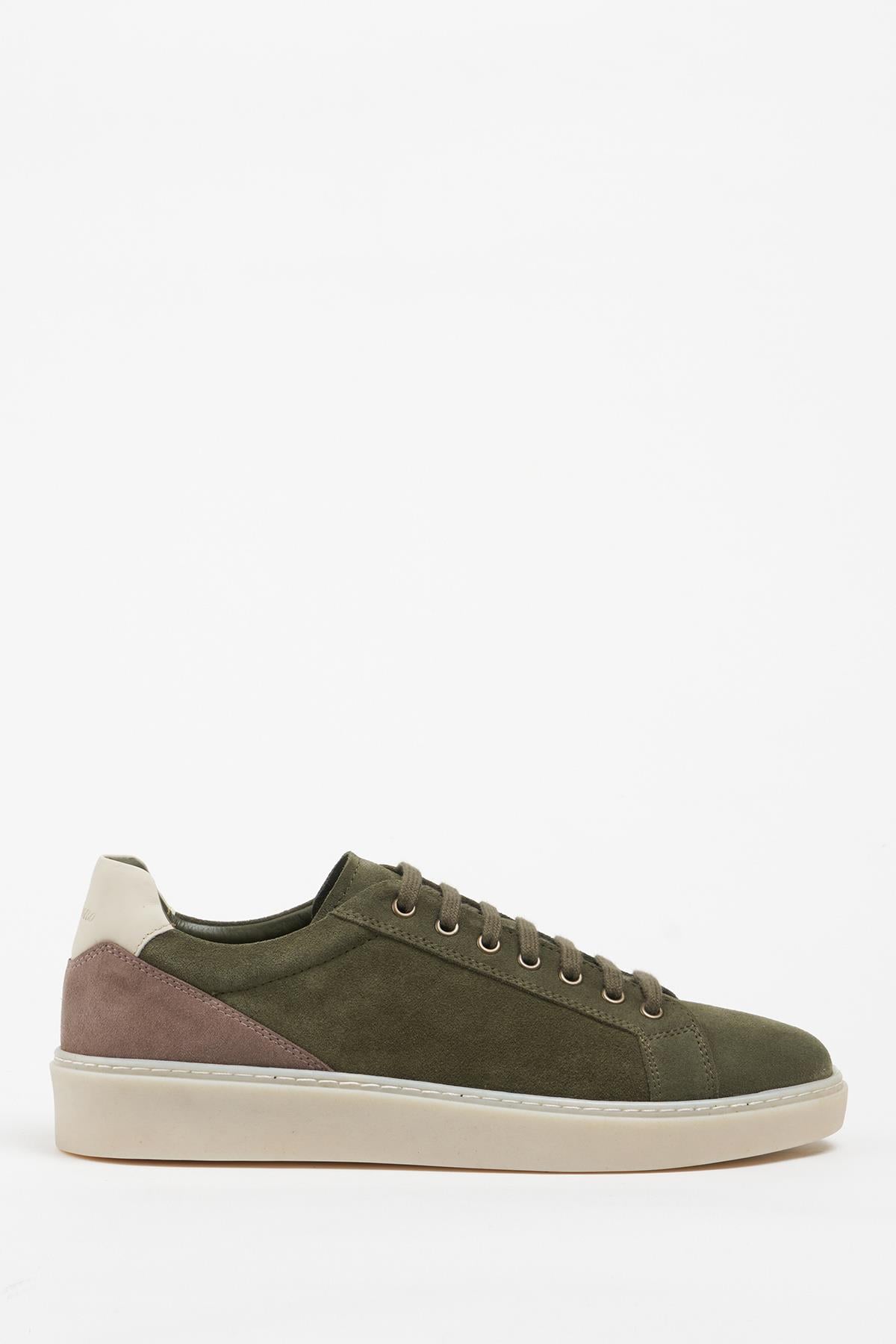 PORTOFİNO Hakiki Deri Haki Taupe Süet Erkek Sneaker Kauçuk Taban Ayakkabı