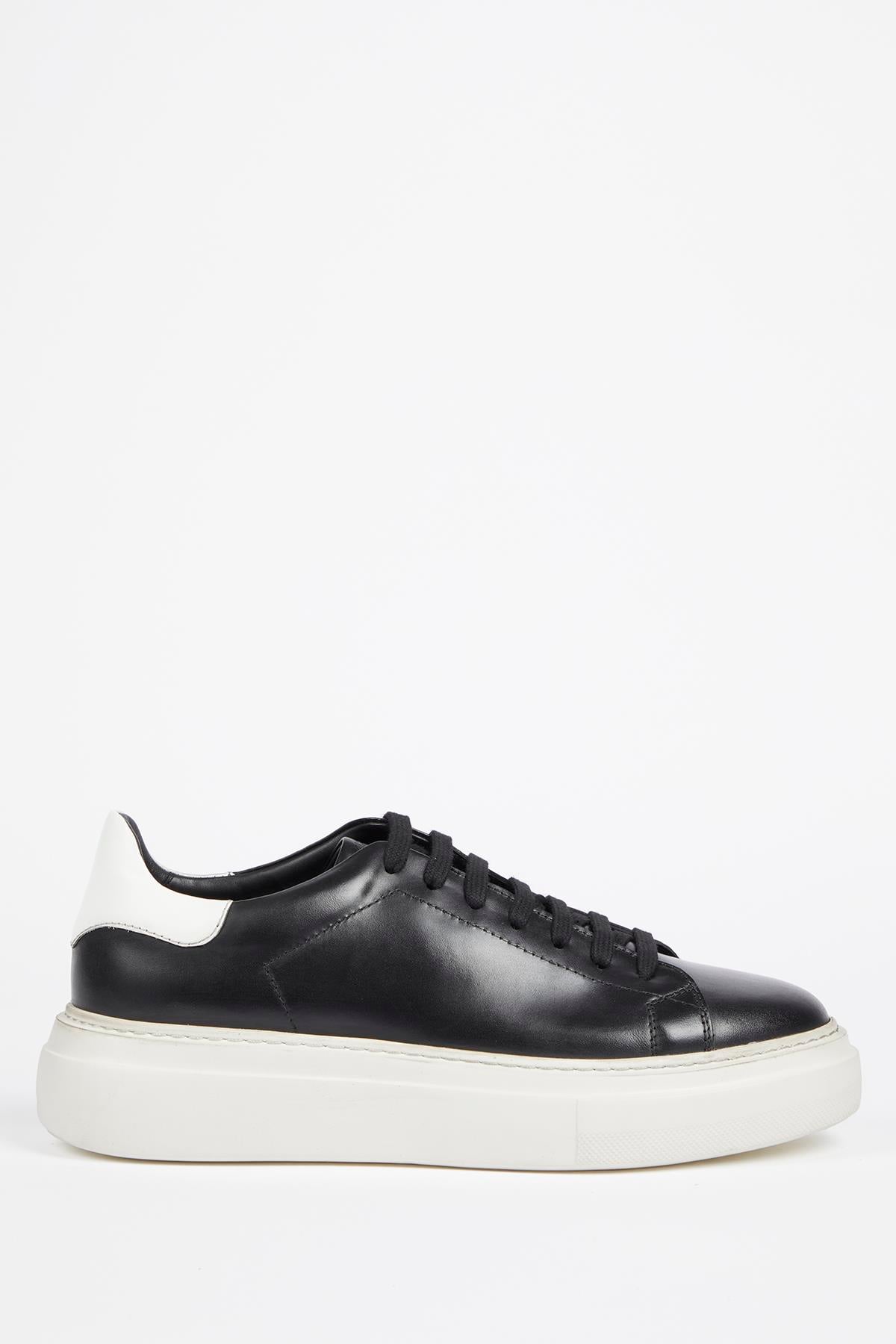 REUS Hakiki Deri Siyah Antik Eva Hazır Taban Sneaker