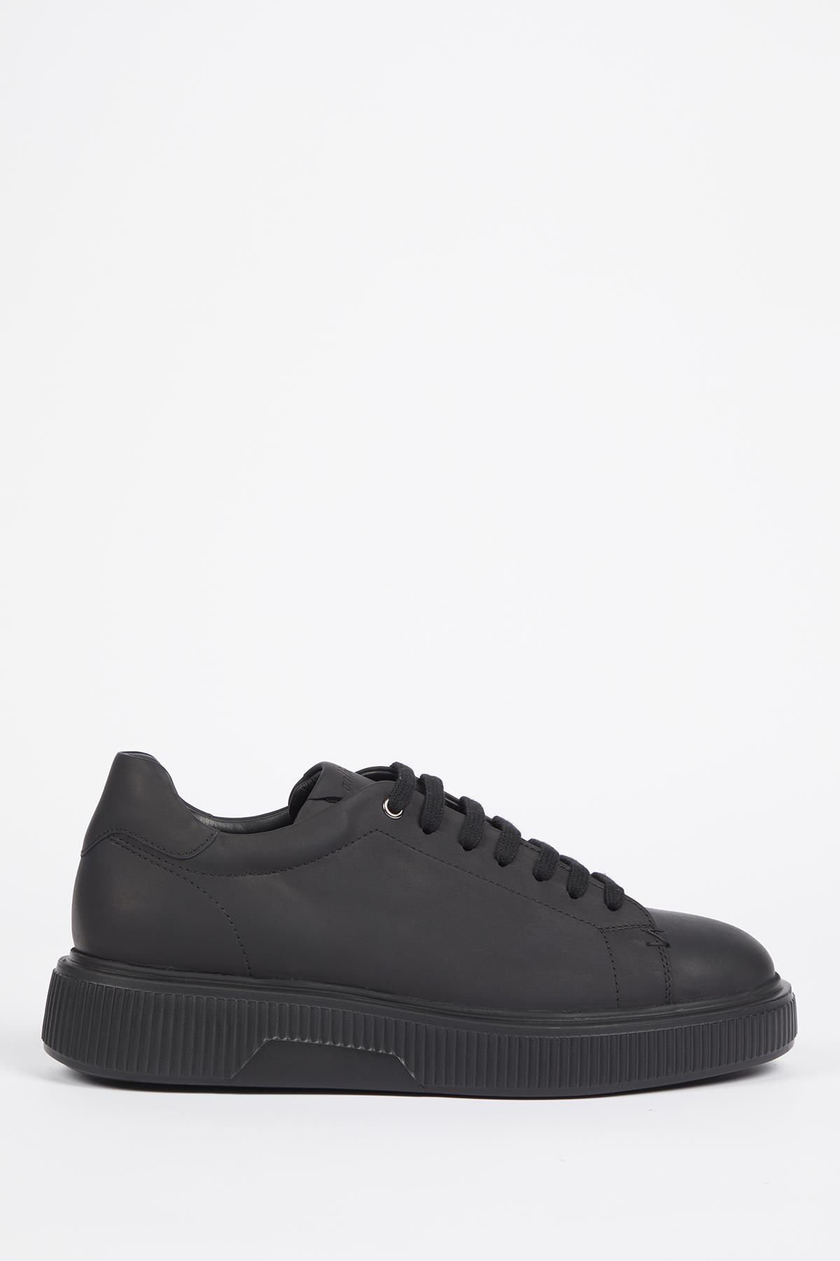 ZUMA Hakiki Deri Siyah Mat Eva Hazır Taban Sneaker