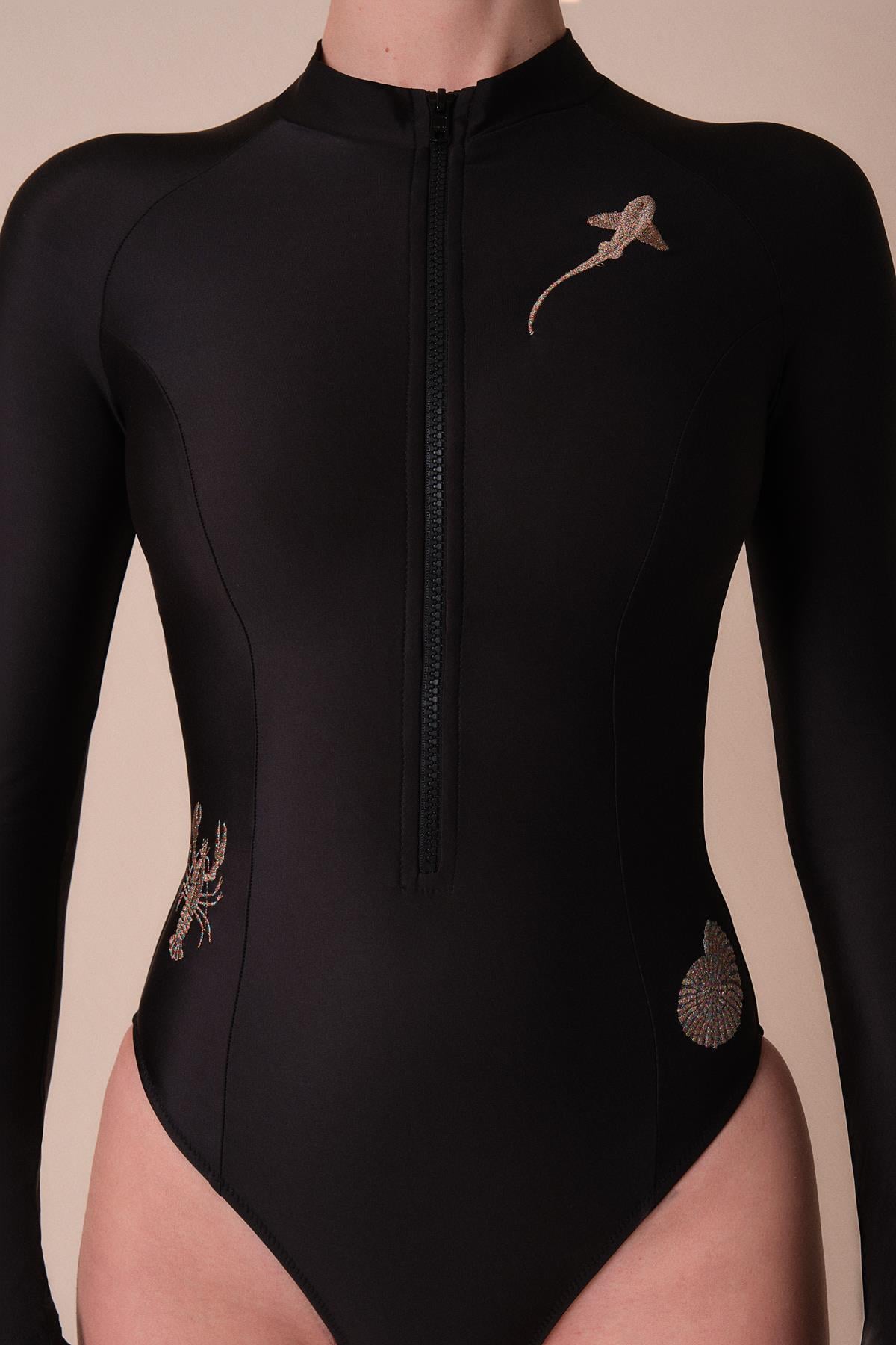 Dark Ocean Long Sleeve Swimsuit