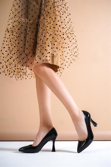 Alarice Siyah Rugan Kadın Topuklu Stiletto