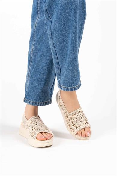 Helen Ten Triko Dantel Detaylı Sandalet