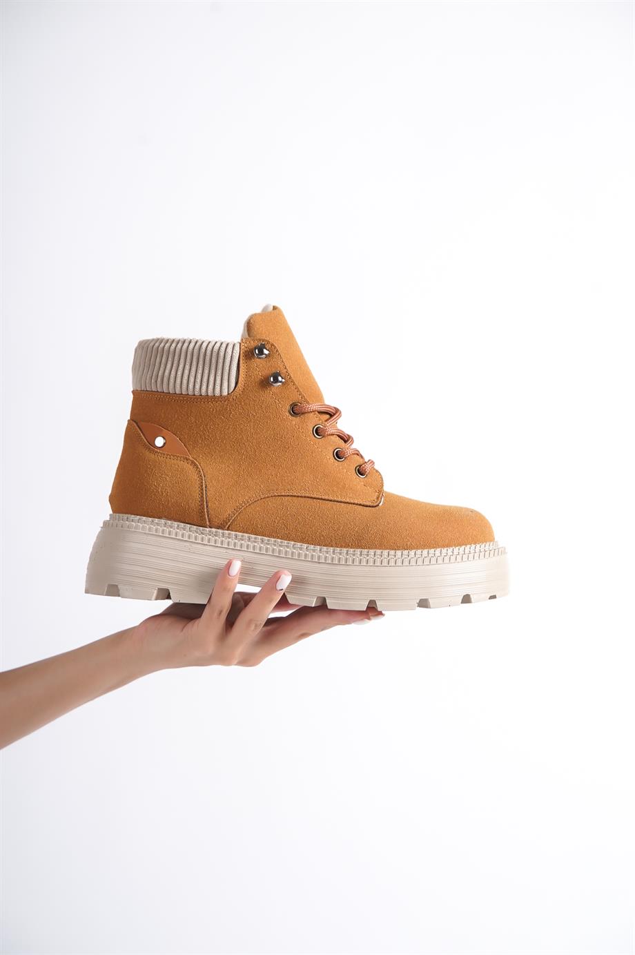 Cati Bağcıklı Kalın Tabanlı Kadın Bot Taba