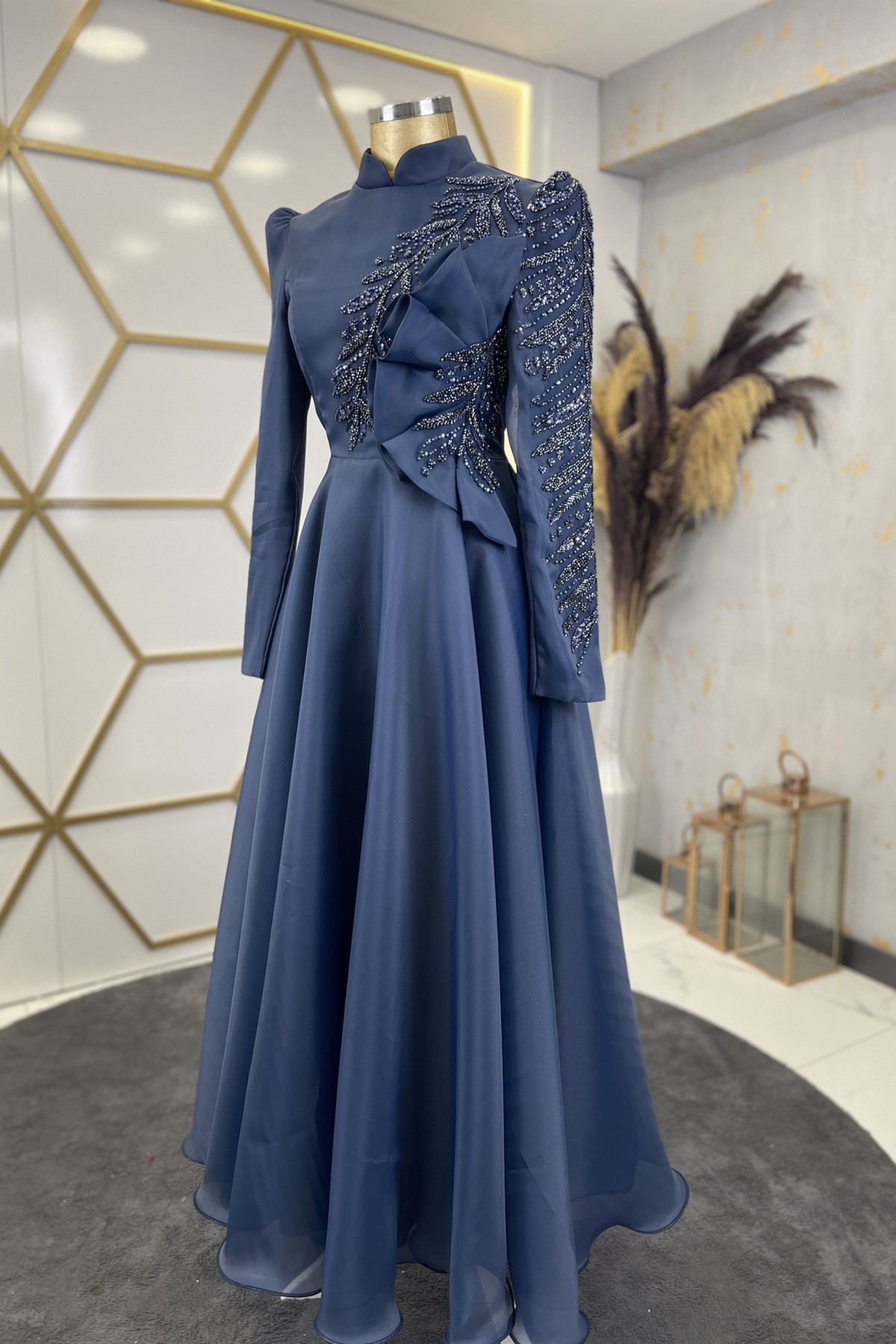 Ela Tesettür Abiye İndigo PNR-1444