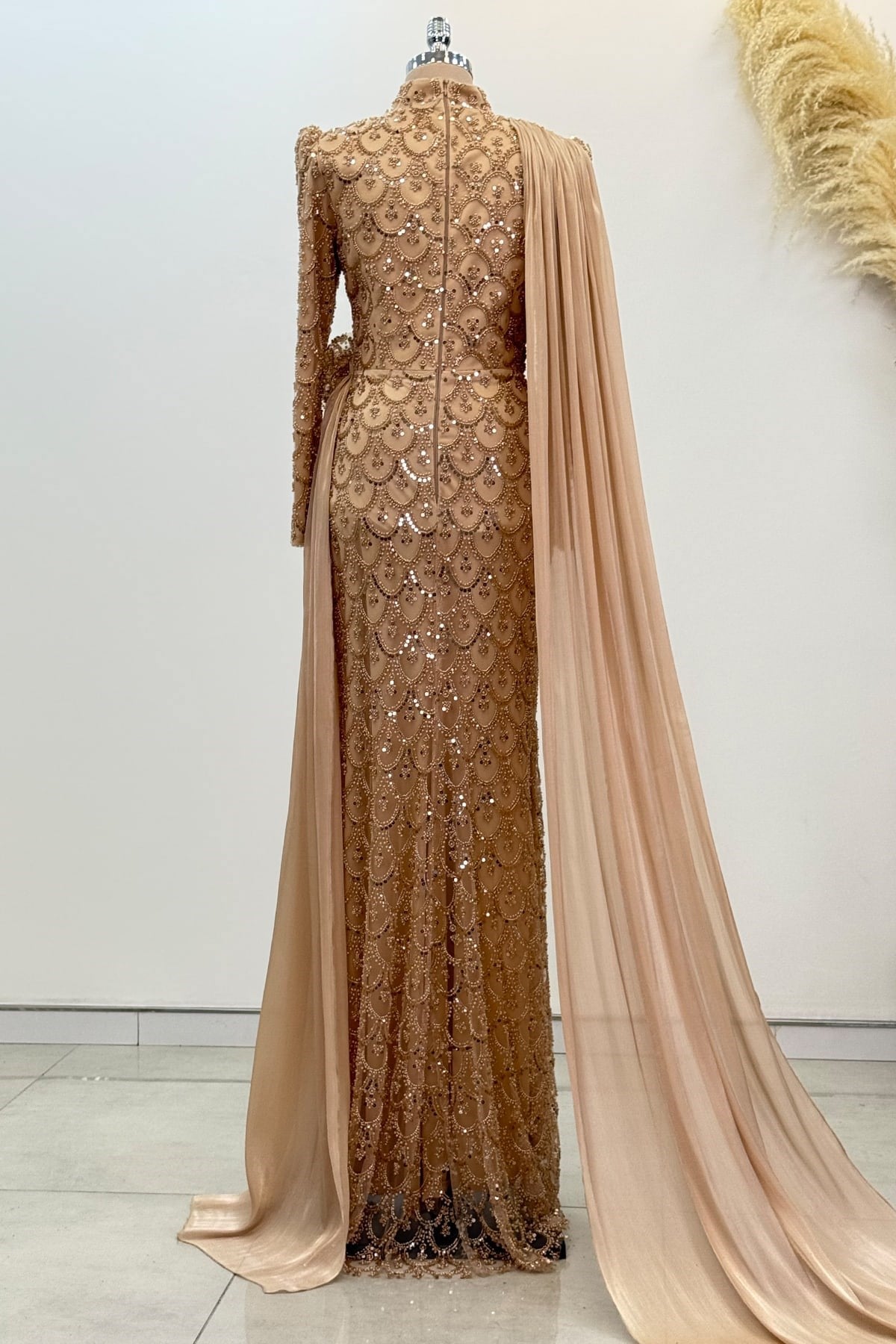 Milena Tesettür Abiye Gold