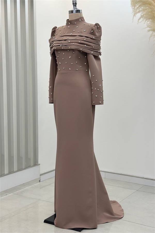 Aden Tesettür Abiye Kahve