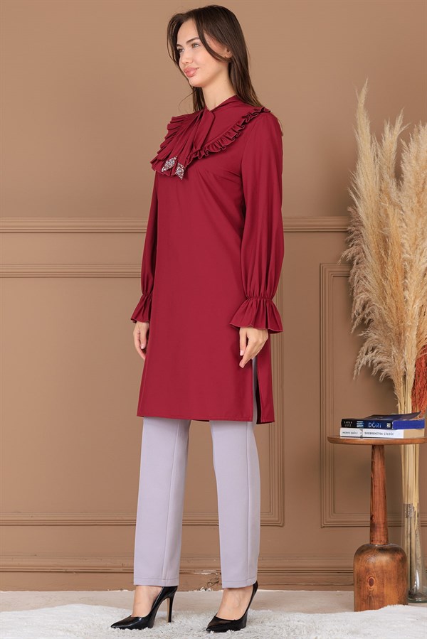 Asel Tunik Pantolon İkili Takım Bordo