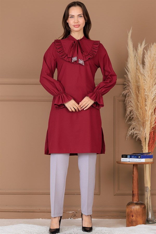 Asel Tunik Pantolon İkili Takım Bordo