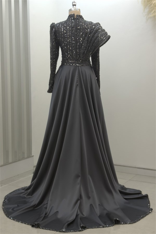Elegance Tesettür Abiye Antrasit
