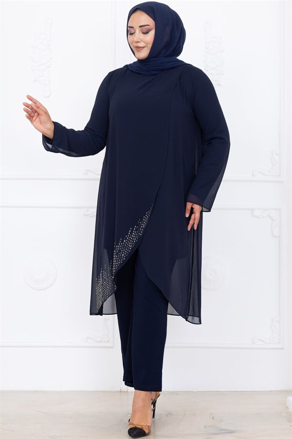 Esin Pantolon Tunik Tesettür Takım Lacivert