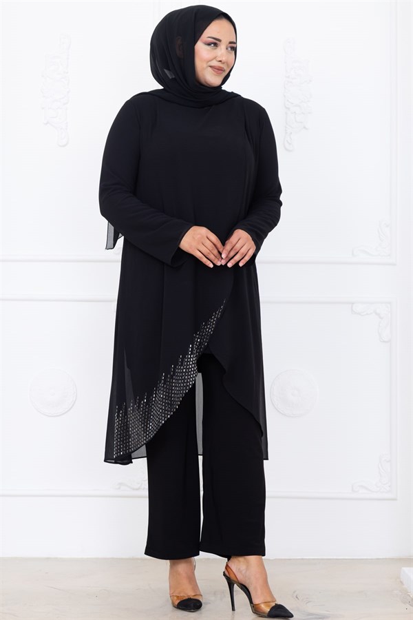 Esin Pantolon Tunik Tesettür Takım Siyah