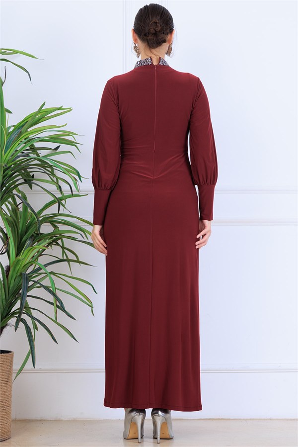 Melisa Tesettür Abiye Bordo
