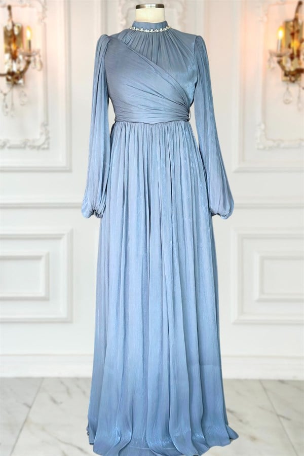 Pelin Tesettür Abiye İndigo