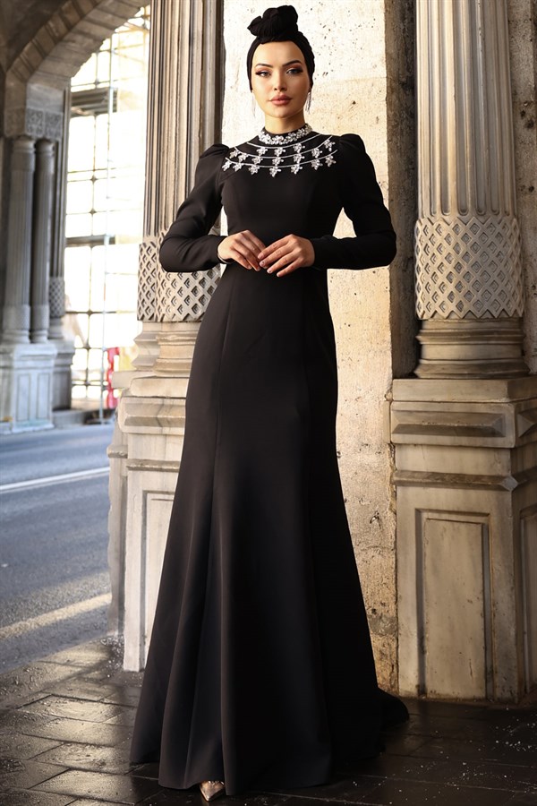 Peri Tesettür Abiye Siyah