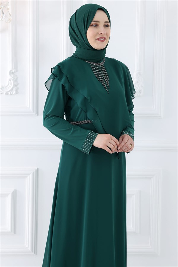 Rana Tesettür Abiye Zümrüt