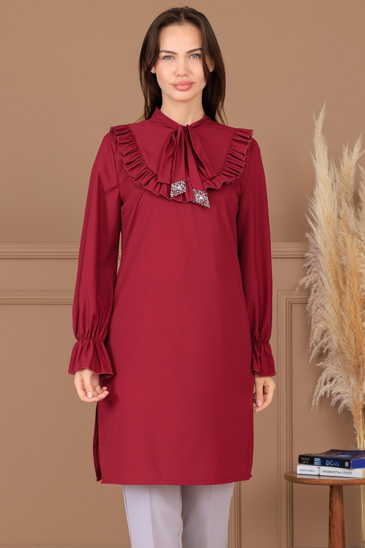Asel Tunik Pantolon İkili Takım Bordo