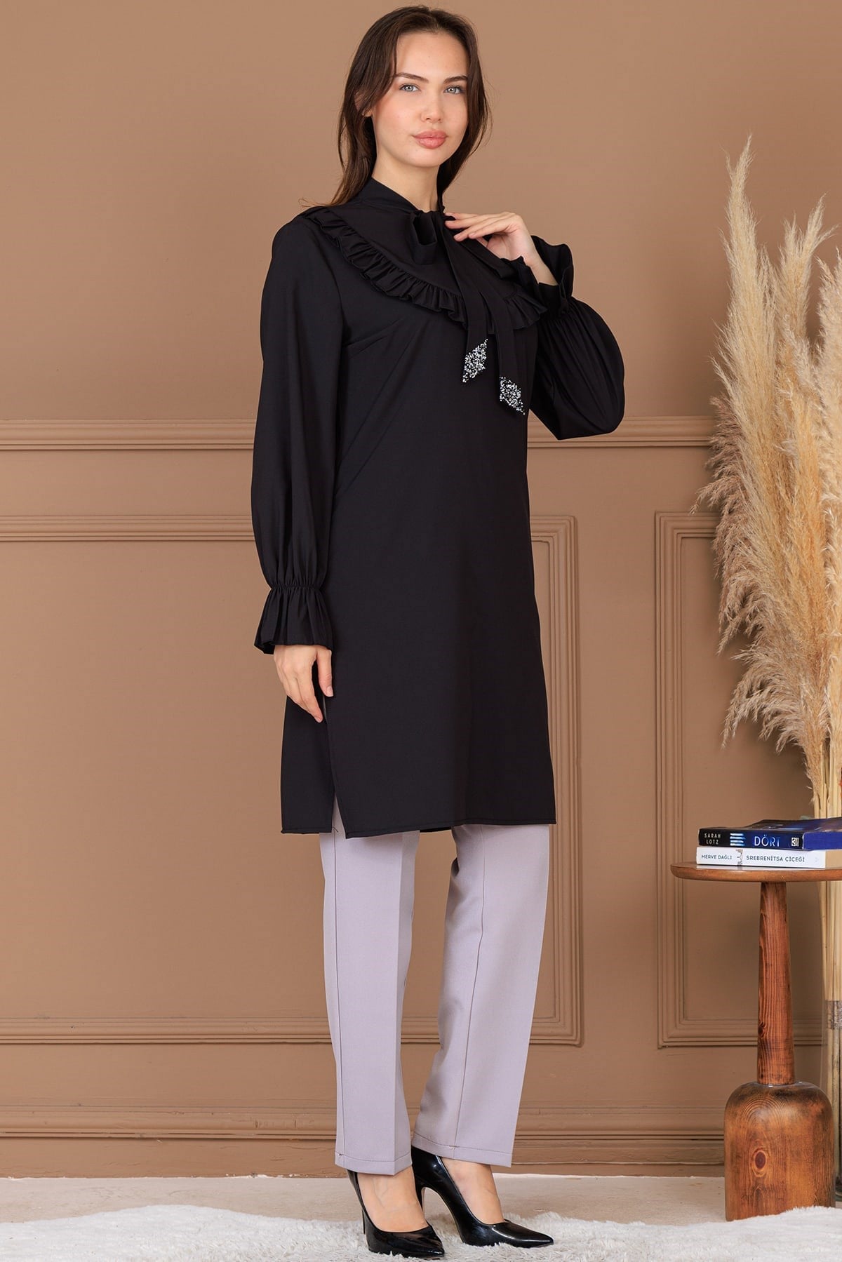 Asel Tunik Pantolon İkili Takım Siyah