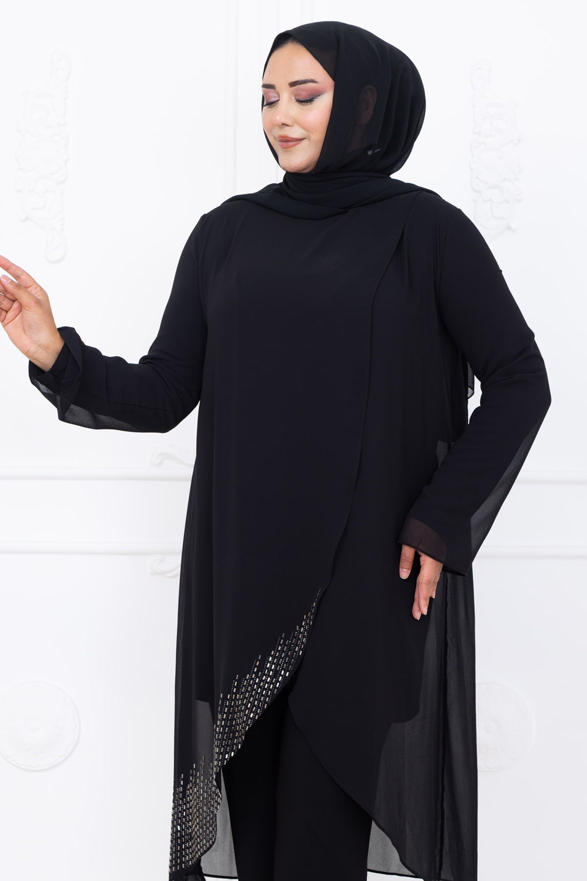 Esin Pantolon Tunik Tesettür Takım Siyah