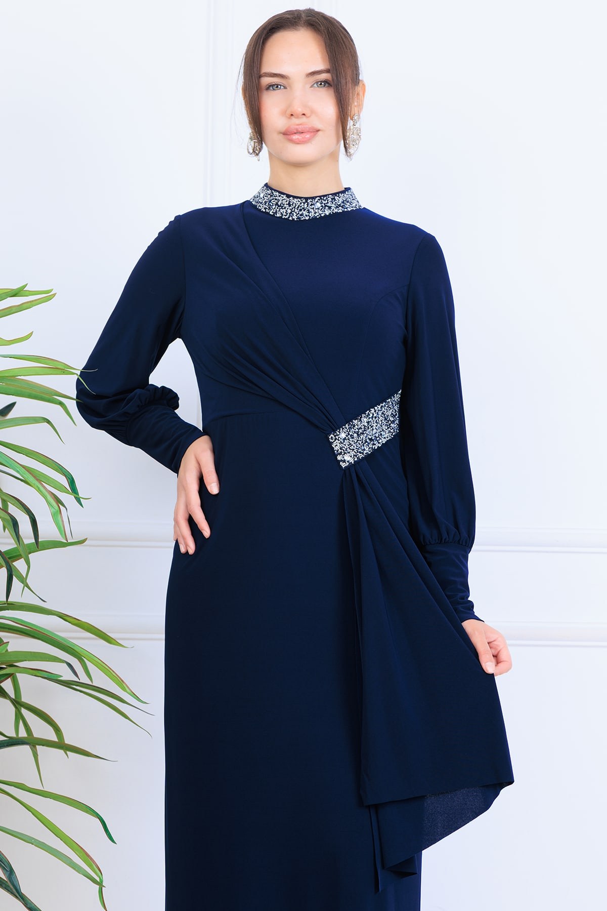 Melisa Tesettür Abiye Lacivert
