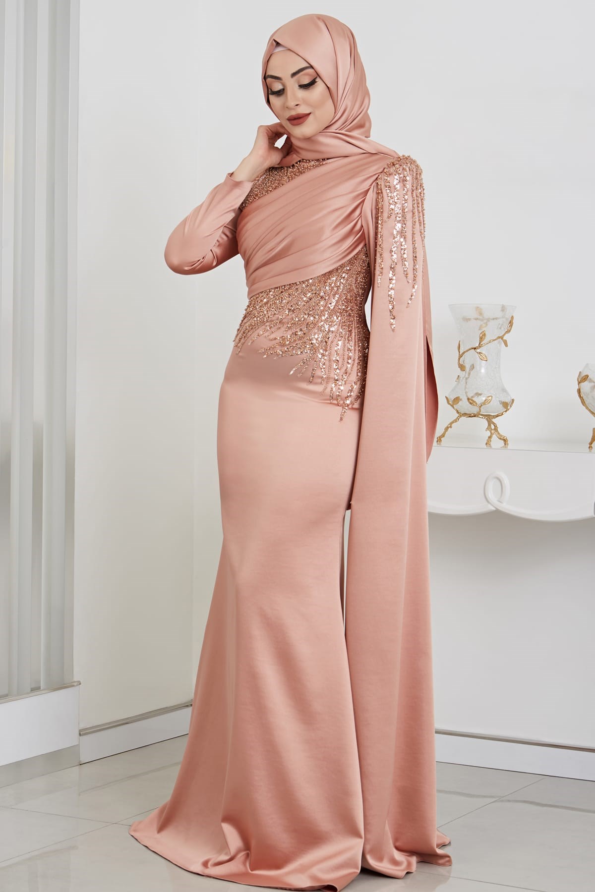 Noura Tesettür Abiye Rose
