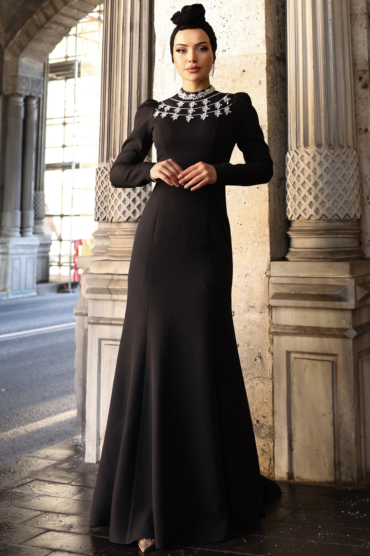 Peri Tesettür Abiye Siyah