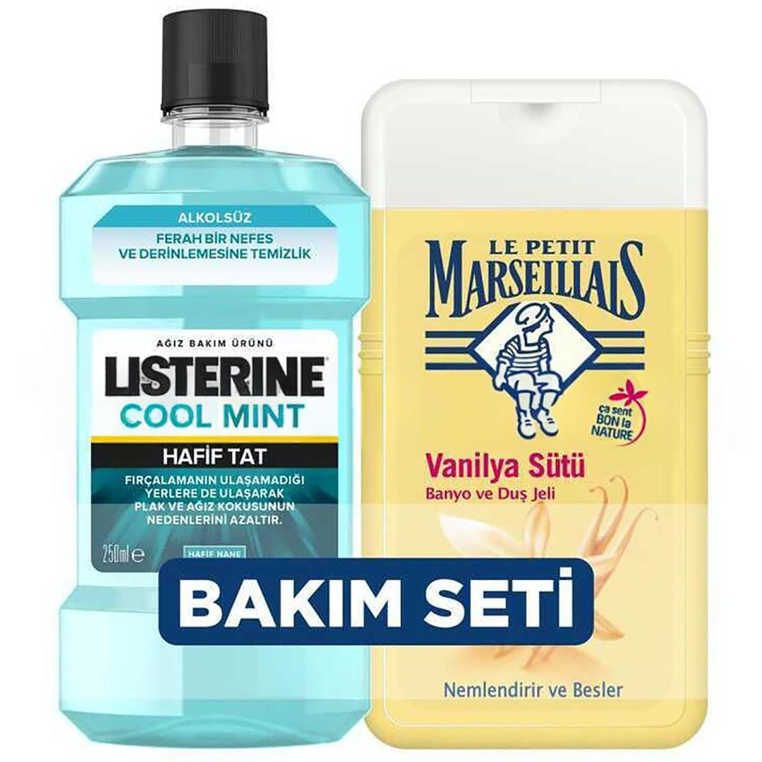 Listerine Cool Mint Ağız Bakım Suyu 250 ml + Le Petit Marseillais Duş Jeli Vanilya Sütü 250 ml