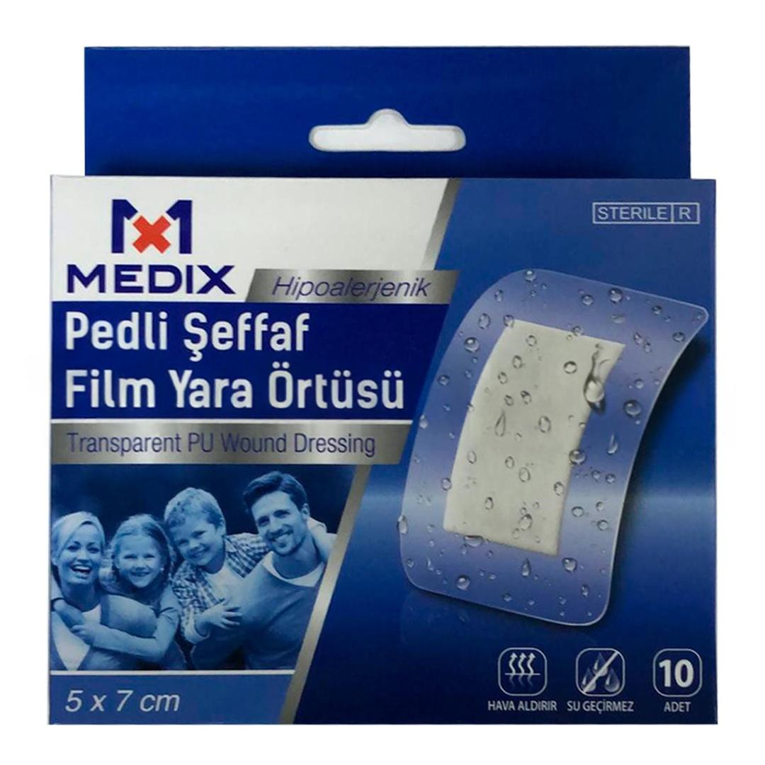 Medix Film Pedli Şeffaf Yara Örtüsü Su Geçirmez 5x7 cm 10lu