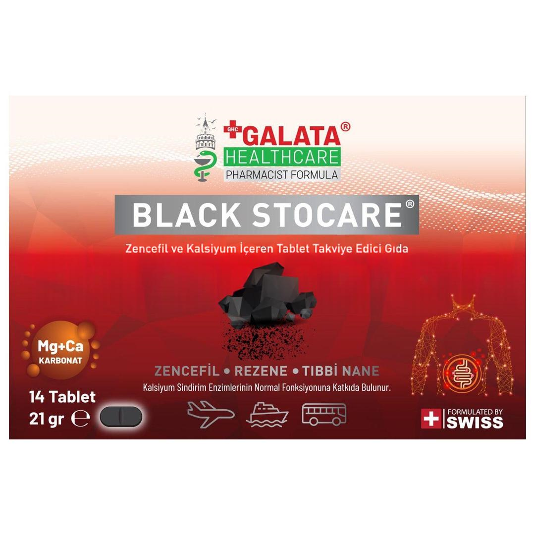 Galata Healthcare Black Stocare Magnezyum Kalsiyum Rezene Tıbbi Nane 14 Tablet