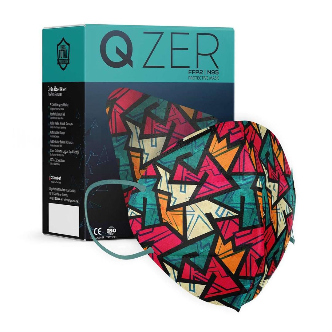 Medizer 5 Katlı FFP2 N95 New Young Desenli Koruyucu Maske Telli 50li