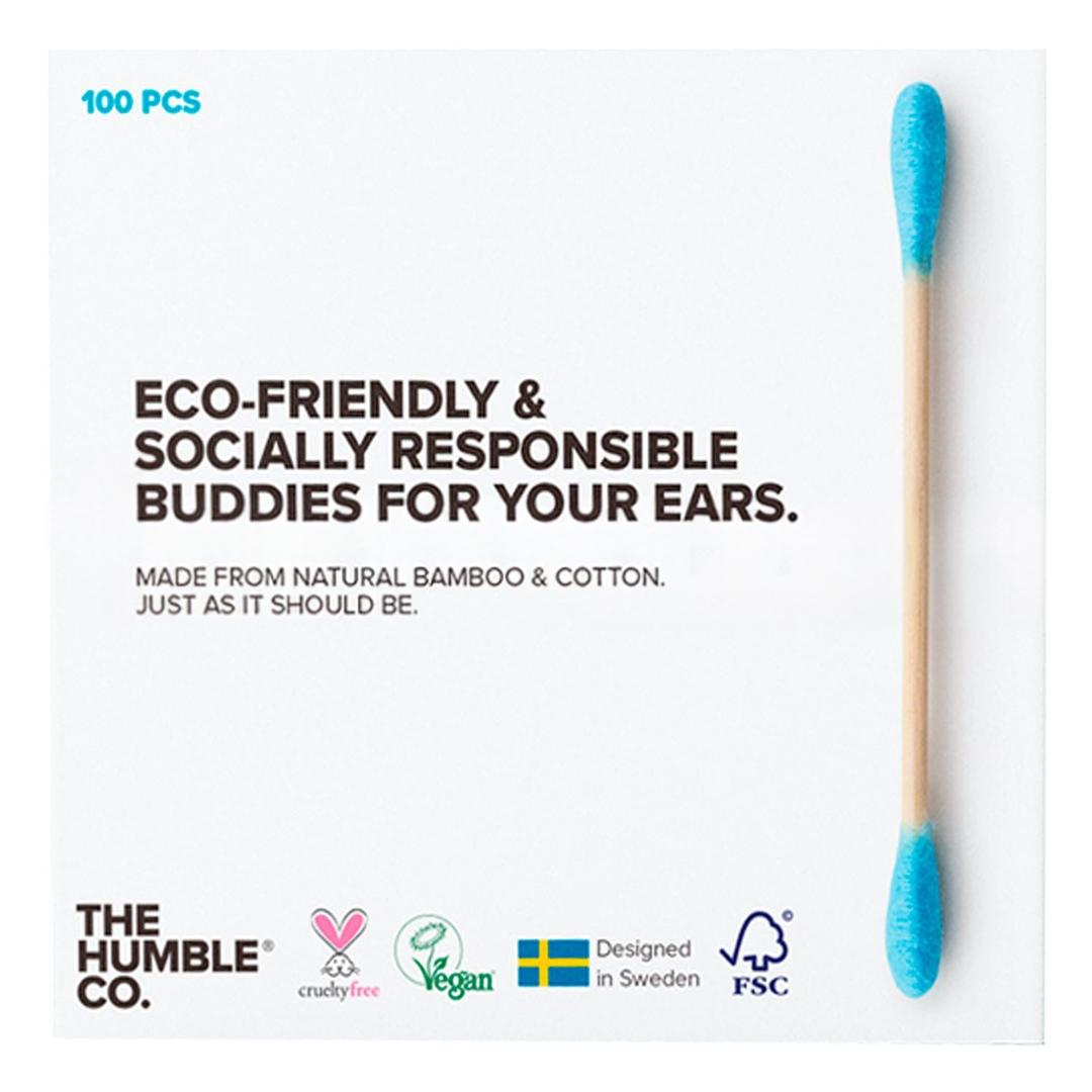 The Humble Co. Cotton Bambu Mavi Kulak Çubuğu 100lü