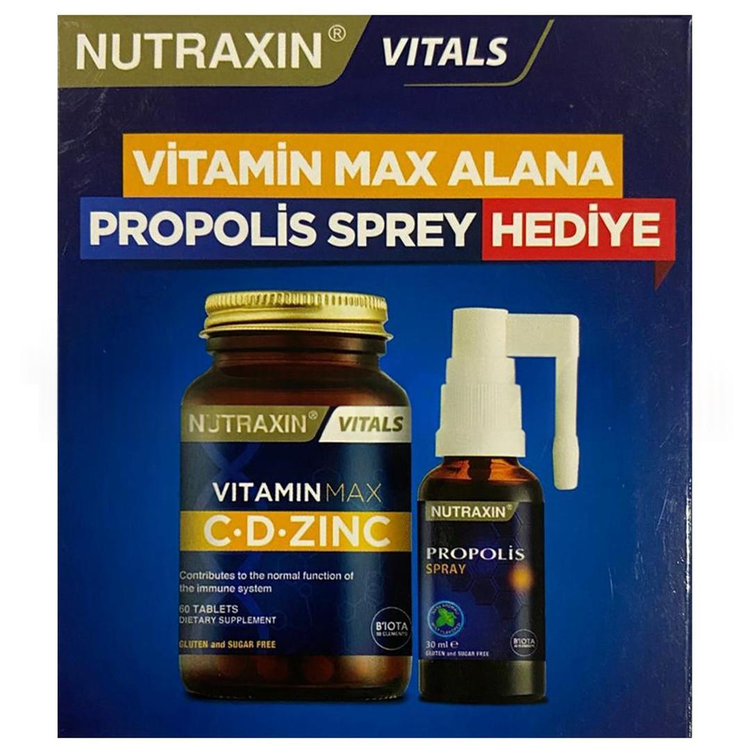 Nutraxin Vitamin Max C-D-Zinc 60 Tablet + Propolis Spray 30 ml