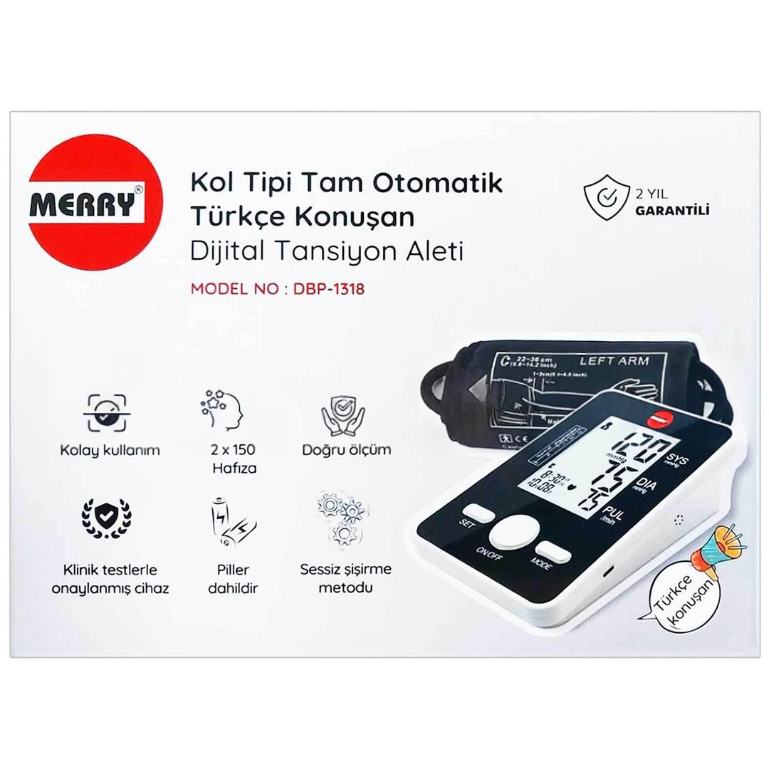 Merry Dbp-1318 Kol Tipi Türkçe Konuşan Dijital Tansiyon Aleti