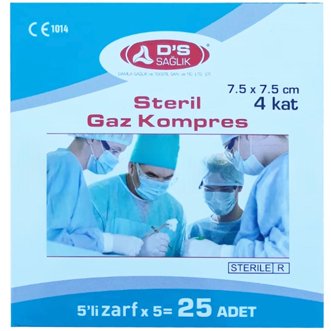 Damla Sağlık Steril Gaz Kompres 7,5 × 7,5 5li Zarf - 25li Paket